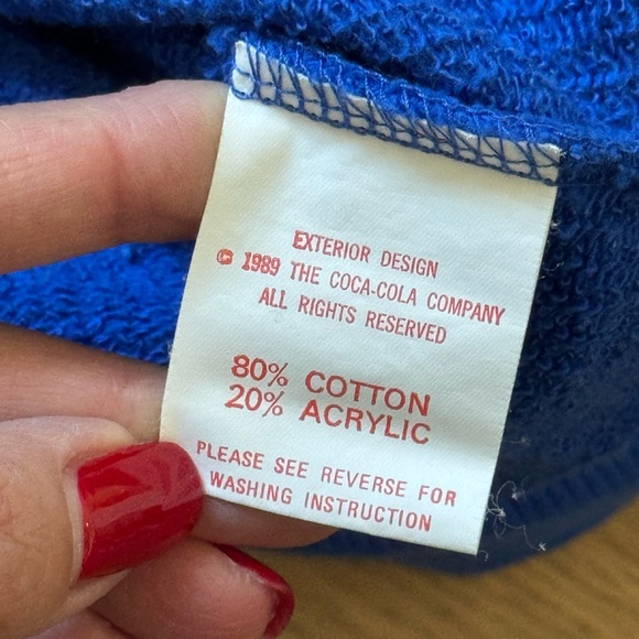Coca Cola Vintage 1989 Crewneck Sweatshirt / Size 2 (Small) - Blue - Like New - Picture 4 of 9